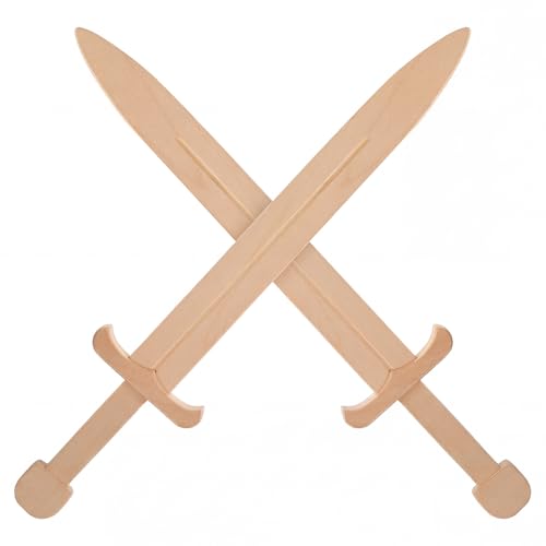 Poen 2 Pack Wooden Toy Sword for Kids 23 Medievel Knight Broadsword Lightweight and Durable for Imaginative Kids NOT a Weapon