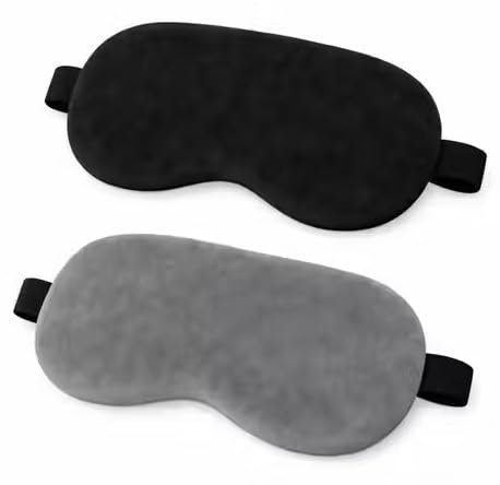 Sleeping Eye Mask | Super Smooth, Velvet Fabric, Secure Fit | Soft & Comfortable Blindfold for Travelers | Ideal for Airplane, Car, Office & Home | Relaxation & Eye Pain Relief (Black, Grey) (Pack Of 2)-image-48