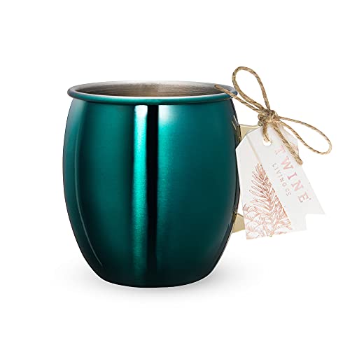 Twine Moscow Mule Mugs, Stainless Steel Moscow Mule Cup, Cocktail Drinkware, Copper Bar Cart Accessories, 16 Oz, Emerald #TOP6