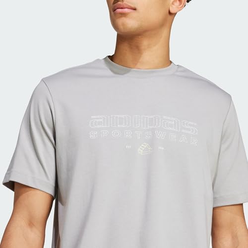 Adidas Herren TECH LINEAR Graphic Tee, MGH SOLID Grey, M Tall – Ansicht 2
