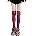 Mrotrida Women's Knee Pile Stockings Fashion Solid Color Thigh High Stockings High Splice Thigh Knitted Long Socks (US, Alpha, One Size, Regular, Regular, Wine Red)