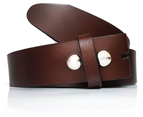almela - Cinturón sin hebilla - Hombre y mujer - Hebilla intercambiable - 3,5 cm y 4 cm de ancho - 35 mm y 40 mm - Cuero - Broche a presión - Desmontable - Belt without buckle - Marrón (40mm), 100 Cover