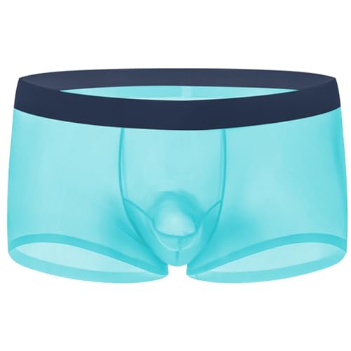 SEAUR Men's Ice Silk Sheer Boxer Briefs with Bulge Pouchy Mesh Panties See Through Underwear Low Rise Trunks