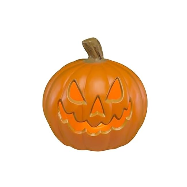 HW1020-2 Indoor/Outdoor 8.5 inch LED Lighted Battery Operated Pumpkin Jack-O-Lantern with Timer, 8 Hours Daily for Halloween and Thanksgiving, Medium Size