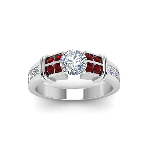 Image of 55Carat Choose Your Gemstone Channel Set Wide Diamond CZ Ring Sterling Silver Round Shape Side Stone Engagement Rings Everyday Jewelry Wedding Jewelry Handmade Gifts for Wife US Size 4 to 12