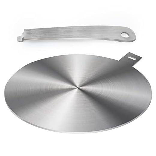 9.45 Inches Induction Plate Adapter for Glass Cooktop, Stainless Steel Heat Diffuser for Electric Gas Glass Stove with Detachable Handle