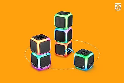 Philips Audio TAX7207/10 Enceinte De Réception Bluetooth, Autonomie De 12 Heures, Éclairage De Réception À 360°, Liaison De Réception sans Fil Et Batterie Rechargeable Noir