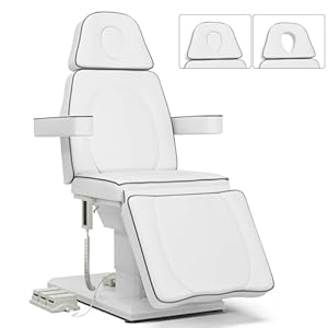 Fully Electric Esthetician Chair Facial Bed, 4-Section Tattoo Chair Bed Massage Table w/3 Motors Adjustments, Medical Aesthetic Chair for Wax, Beauty Microblading, Spa, White