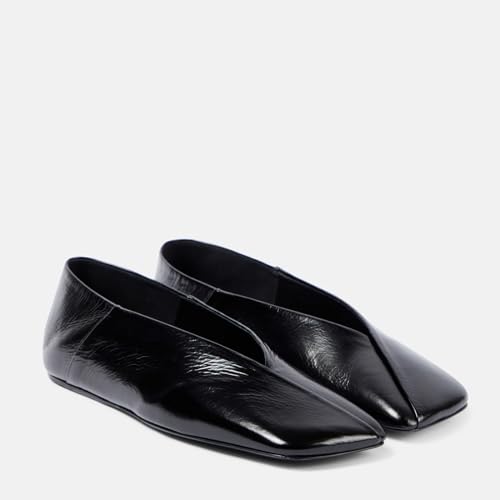 Leather Ballet Flats for Women Square Toe Slip On Flat Shoes Comfortable Dress Weeding Work Ballerina Loafers for Casual Daily4