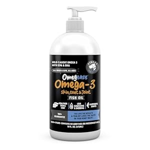 Omegease 100% Pure Omega 3 Fish Oil for Dogs & Cats 16 oz – Skin & Coat Supplement, Less Scratching & Shedding, Supports Joint Function, Immune, Brain & Heart Health. Natural EPA + DHA Fatty Acids