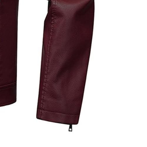 Chaqueta de cuero para hombre estilo bomber con cuello alto miniatura 6