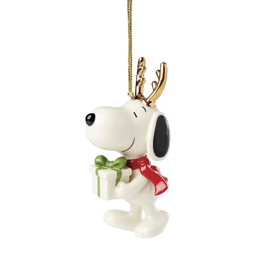 Image of Lenox 895787 Snoopy with Gift Ornament, Christmas