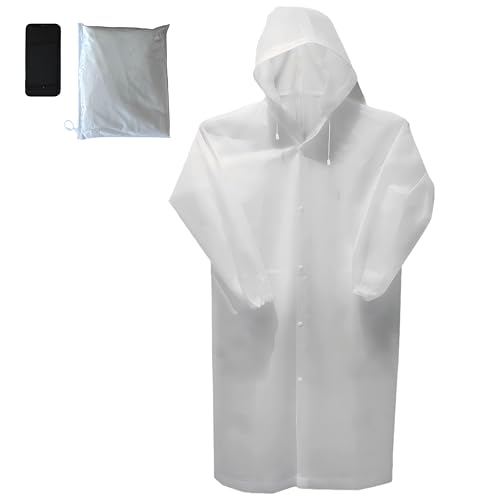 [MORIEYA] レインコート EVA 素材 140g 携帯便利 収納袋付き 使い捨てではない 男女兼用 レインウェア 半透明 リュック対応 ひも付きフード ゴム袖口 自転車 通勤 通学 アウトドア 水上項目 スポッツ観戦 登山、釣りをする フリーサイズ 梅雨対策 防災グッズのサムネイル