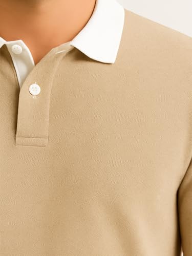 Image of BULLMER Solid Polo Neck Full Sleeve Cotton Blend Tshirt with Rib for Men | Stylish Full Hand Tshirt for Men