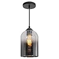Mateyrie Black Glass Pendant Light,Farmhouse Pendant Lights for Kitchen Island,Modern Hanging Pendant Light,Adjustable Cord Island Light for Dining Room,Living Room,Hallway,Foyer