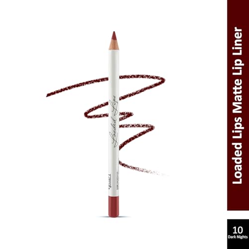 Image of Glam21 Loaded Lips Matte Lip Liner For Clean Contoured Lip | Creamy, Easy Slide Formula | Renders Perfect Pout & Long-Lasting | Waterproof | Transfer-Proof Matte Finish | One-Stroke Color Application | Non-Drying | Shade - 10 Dark Nights