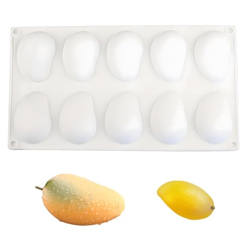 LIULINY Silikonowa forma do deserów z mango 3D, 10 wgłębień, forma do ciasta, odporna na temperaturę, łatwa do demontażu, silikonowa forma na owoce, do form ciast, żelu, czekolady