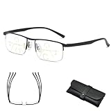 Varifocal Glasses with Vision Synchronize, Multifocal Glasses Smart Adaptive Technology, Reading Glasses for Women/Men (Black, +1)