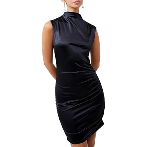 French Connection Womens Ruched Above Knee Sheath Dress Black L Cover