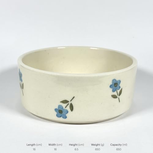Image of SNS Handmade Ceramic Serving Bowl Set (Pack of 2) | Microwave Safe Cute Ceramic Bowl Set | Aesthetic Snack, Salad, Cereal, Dessert & Soup Bowl | Premium Kitchen & Breakfast Bowl (Blue Florette Bowl)