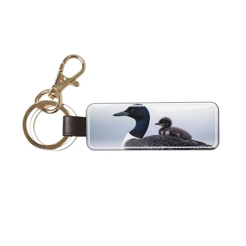 ZSUUGJ Loon Birds - Elegante llavero de piel sintética con anillo de metal resistente para uso diario