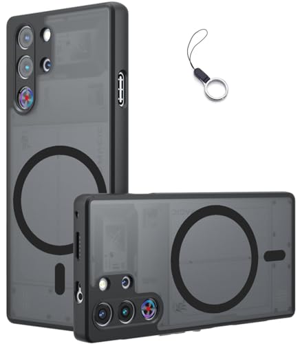 RED MAGIC 10 Pro/RED MAGIC 10 Pro+ ケース透明 レッドマジック10プロケース マグネット搭載 マグセーフ対応 カバー 全面保護 耐衝撃 レンズ保護 薄型 指紋防止 ストラップホール(透明/ブラック)