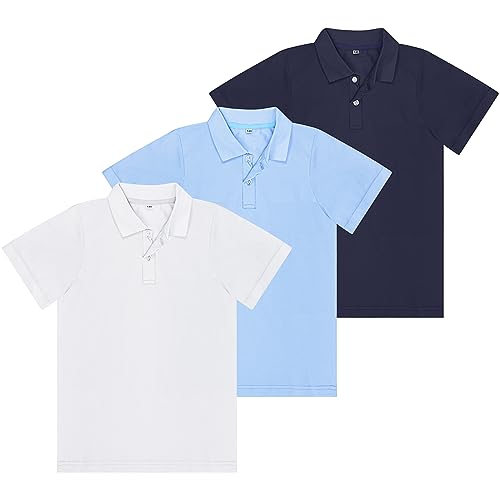 Toulite 3 Pcs Kids Shirt School Uniform T Shirt Short Sleeve Solid Shirt for Boys Girls Casual Sport