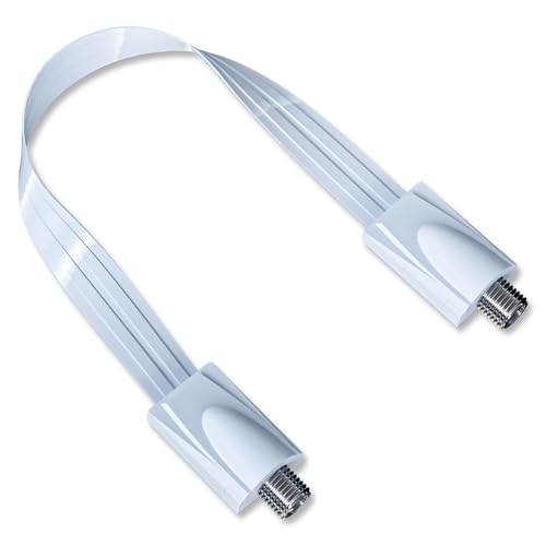 Goupchn Ultra Flat Ghost Wire Flat RG6 Coax Jumper Cable Extreme Slim F Female to Female White for Window, Door 0.85ft