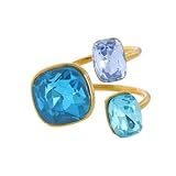 OIDIMS CZ Gemstone Statement Cocktail Rings for Women Stylish Gold-Tone Plated Stainless Steel Fashion Open Adjustable Stackable Wrap Band Elegant Crystal Fine Boho Bridal Party Jewelry for Her
