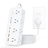 DEPOW 2 Prong Power Strip, 2 to 3 Prong Outlet Adapter with 8 AC & 4 USB Ports (2 USB C), 5FT Extension Cord, 1700J Two Prong Surge Protector, Wall Mountable, Ideal for Old House Non-Grounded Outlets