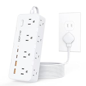 2 Prong Power Strip, 2 to 3 Prong Outlet Adapter with 8 AC & 4 USB Ports (2 USB C), 5FT Extension Cord, 1700J Two Prong Surge Protector, Wall Mountable, Ideal for Old House Non-Grounded Outlets