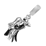 ZURWTCH The Nightmare Before Christmas Charm Fit Women Bracelet Necklaces Fashion Gifts 925 Sterling Silver DIY Jewelry (Jack and Sally Embrace Love)