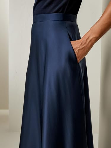 LilySilk 100% Silk Skirt A Line Umbrella Maxi Floor Length Skirt Side Zipper Pleated High Waist Luxury Dress3