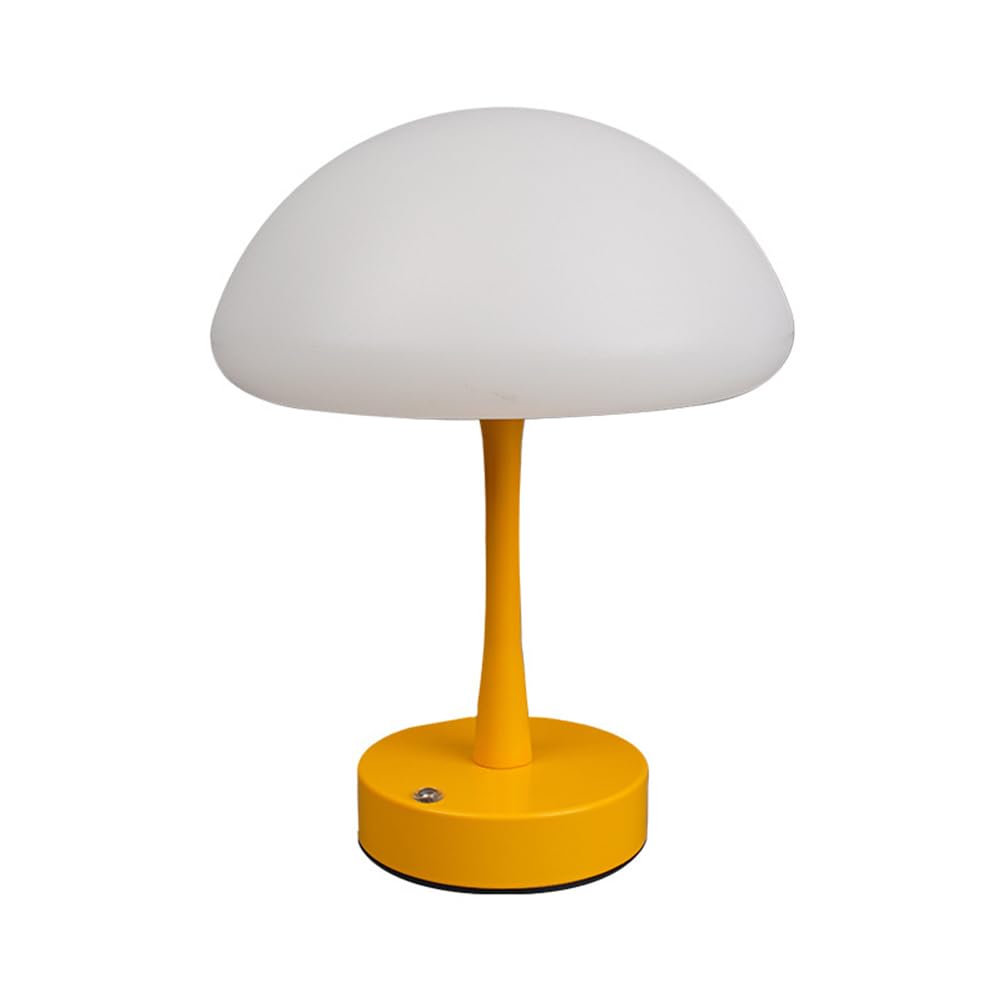 AoLa LED Mushroom Lamp Cordless Rechargeable Dimmable Table Lamp with Touch Control USB Rechargeable 1800mAh Battery Portable Night Light for Indoor and Outdoor Use, Yellow