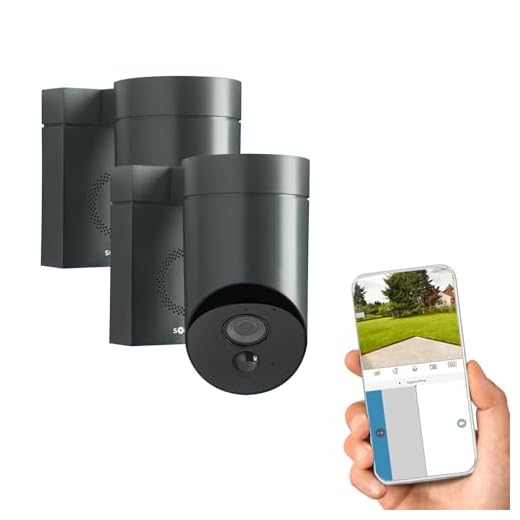 Somfy 1870472 - 2 Outdoor Camera grises - Caméras de Surveillance Extérieures - Sirène 110 DB - Branchement Possible sur un luminaire existant