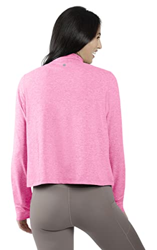 Image of 90 Degree By Reflex Cropped Two Tone Heather Long Sleeve Quarter Zip Jacket