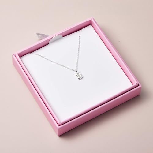 Collar de plata de ley inicial B regalo de cumpleaños para niños 5
