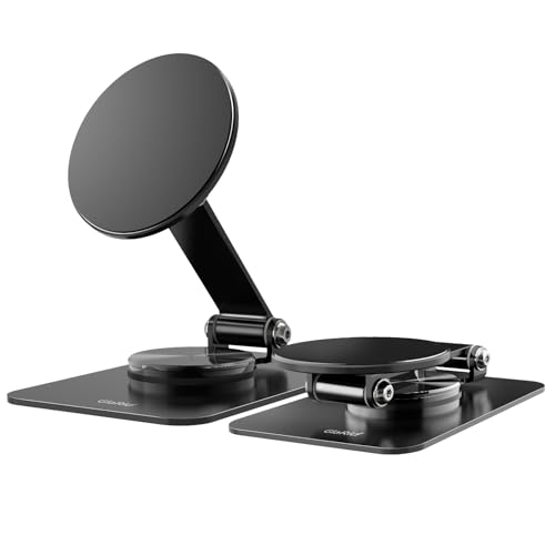 GlaRid Magnetischer Handy Ständer für MagSafe Handyhalterung Faltbarer iPhone Ständer Tisch Handyhalter 360° Drehung mit Metallringe kompatibel mit iPhone 15 14 13 12 Pro Max und Hülle (75mm)