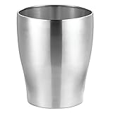 mDesign Modern Round Metal Small Trash Can Wastebasket, Garbage Container Bin for Storing and Holding Waste in Bathroom, Kitchen, Home Office, Craft Room, Laundry Room - Polished Stainless Steel