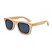 Lunettes de Soleil en Bambou, Lunettes de Soleil en Bois de Bambou pour Hommes Femmes Lunettes de Vrais Bras en Bois Vintage pour Voyager en Voiture (Noir)