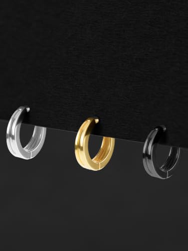 Image of ORIONZ Hoop Earrings for Men & Boys (1 Piece) - 925 Sterling Silver - Gift for Birthday Anniversary - 18k Gold Plated Jewellery - Men Fashion