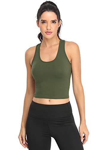 Image of Joviren Crop Tank Tops for Women Workout Cropped Athletic Shirts | 4 Pack Cotton Racerback Yoga Tops