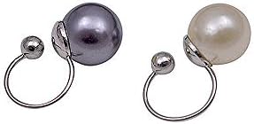 2 PCS Asymmetric Gray White Ear Cuff For Cartilage Non Pierced Ear-8mm Pearl Minimalist Ear Cuff Earrings for Women Girl