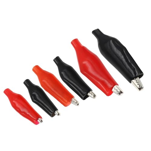 Pince crocodile électrique métallique 28mm à forte isolation plastique rouge