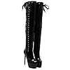 Winter Black Patent Lederen Cross Lace Up Over The Knee Women’s Boots Sexy Stiletto Nightclub Damesschoenen,37,Black