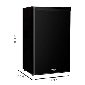 Cecotec Nevera Pequeña Frigorífico Mini Retro 91L 1 Puerta Bolero Coolmarket TT Origin 90 Black E. Frigorífico Sobremesa, 83cm de Alto y 47cm de Ancho, Bajo Consumo, Temperatura Regulable