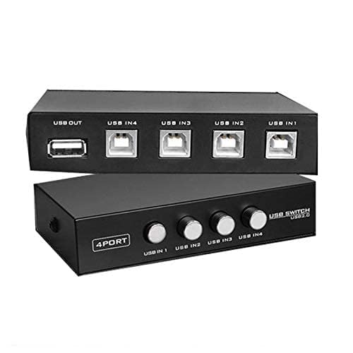 Silkland Printer Sharing USB Switch 4 Ports USB 2.0 Selector Switch Box for 4 PC Share 1 USB Device Printer PC Computer Scanner Printers Etc. Black-picture-15