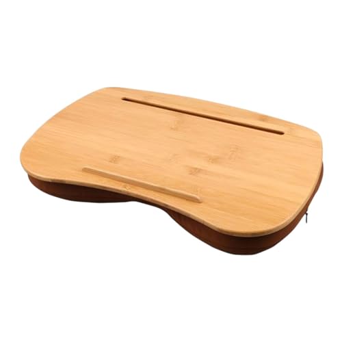 FJMQHU Laptop Desk Lap Table Cushion Tray Stand Bamboo Surface Soft Base Portable Lightweight Suitable for Couch Lounging Office Breaks Dor, with Bamboo Groove, 47cmx30cm