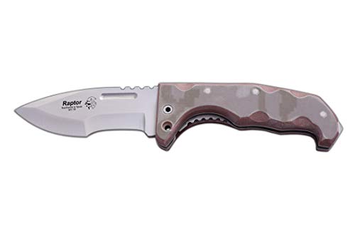 J&V Adventure Knives JV Navaja Raptor MICARTA Camo Pixel ARIDO para Caza, Pesca, Supervivencia y Bushcraft Realizado en Albacete + Portabotellas de regalo