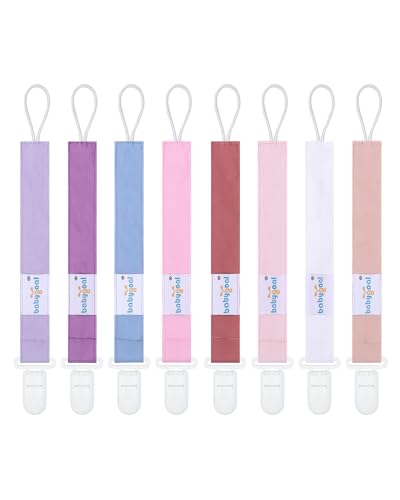 Image of babygoal Baby Pacifier Clips 8 Pack, Pacifier Holder Clips Fits for Most Pacifier and Binkies-Neutral Color 8PS42